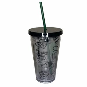 STARBUCKS Dogs Print Baseball Ball Tumbler 16oz